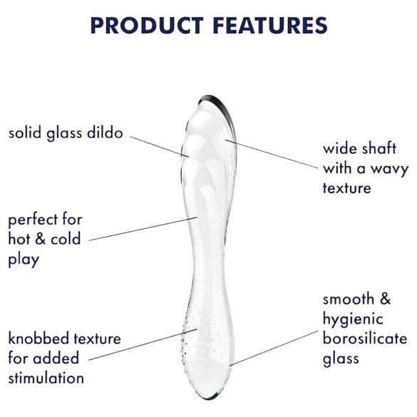 Satisfyer Dazzling Crystal 1 - dubbelzijdige glazen dildo - transparant