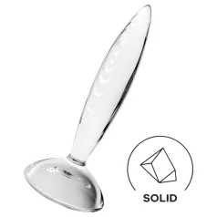   Satisfyer Sparkling Crystal - glazen dildo - geribbeld - transparant