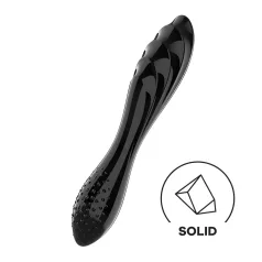   Satisfyer Dazzling Crystal 1 - dubbelzijdige glazen dildo - zwart