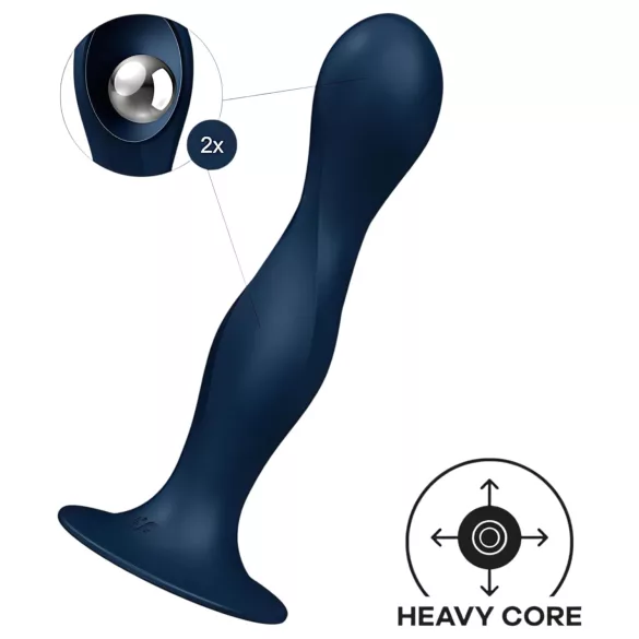 Satisfyer Double Ball-R - gewicht dildo - siliconen - blauw