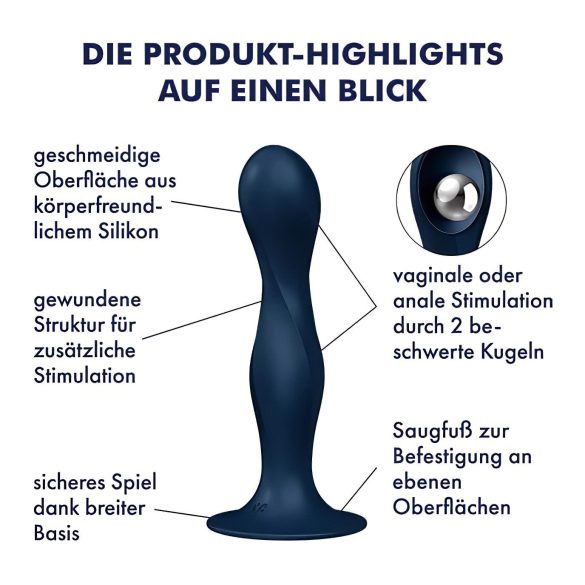 Satisfyer Double Ball-R - gewicht dildo - siliconen - blauw