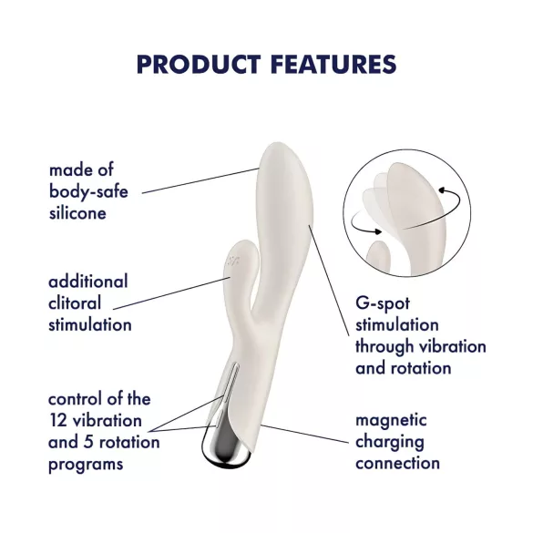Satisfyer Spinning Rabbit 1 - roterende vibrator met clitorisstimulator (beige)