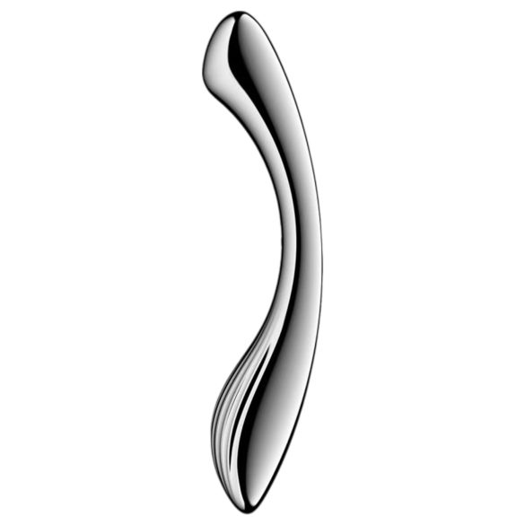 Satisfyer Pure Gravity 1 - ribbelde metalen dildo - roestvrij staal zilver