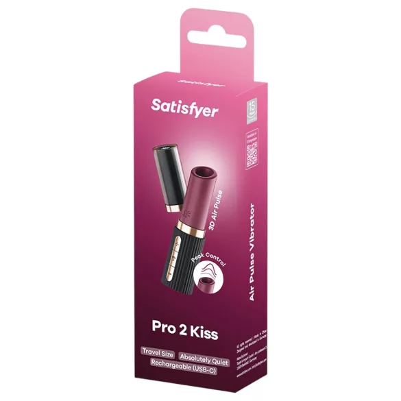 Satisfyer Deep Kiss - luchtdruk vibrator - lippenstift vorm - zwart