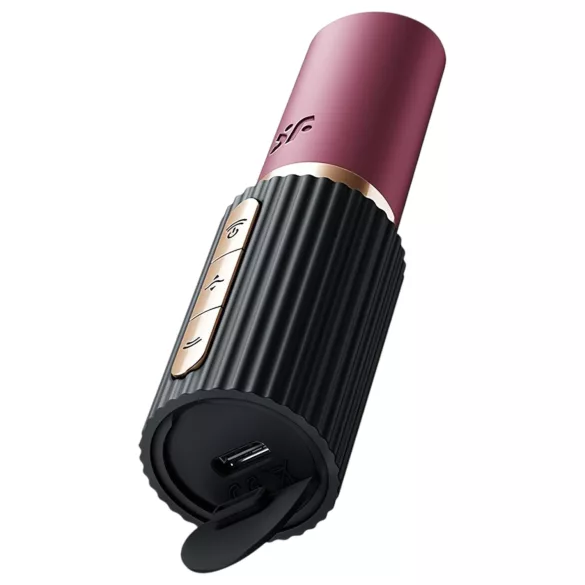 Satisfyer Deep Kiss - luchtdruk vibrator - lippenstift vorm - zwart
