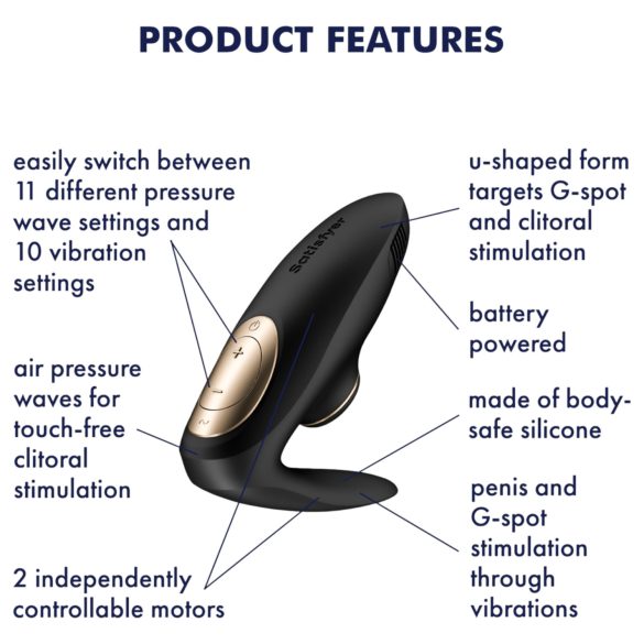 Satisfyer Pro 4 Couples - luchtdruk vibrator voor koppels - zwart