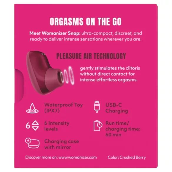 Womanizer Snap - luchtdruk clitorisstimulator met oplaadetui (rood)