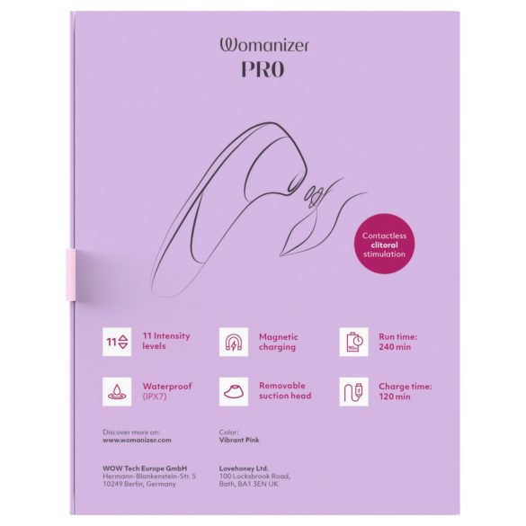 Womanizer Pro - clitorisstimulator met luchtdrukgolf - roze