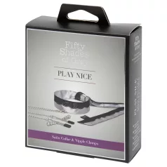   Vijftig tinten grijs Play Nice - tepelklemmen met halsband (zilver)