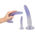 Kristalhelder anale dildo set - 3 stuks (transparant-blauw)