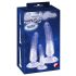 Kristalhelder anale dildo set - 3 stuks (transparant-blauw)