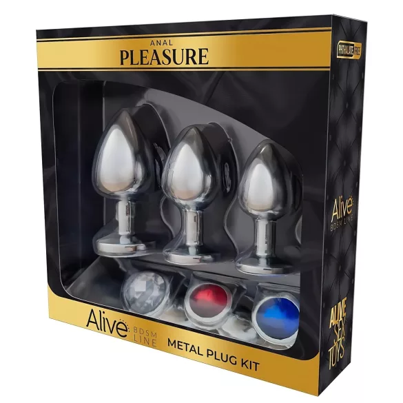 Alive - anaal plug set - metaal - zilver