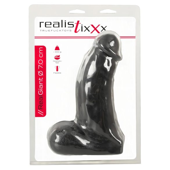 Realistixxx Real Giant - realistische dildo met ballen - 22 cm (zwart)