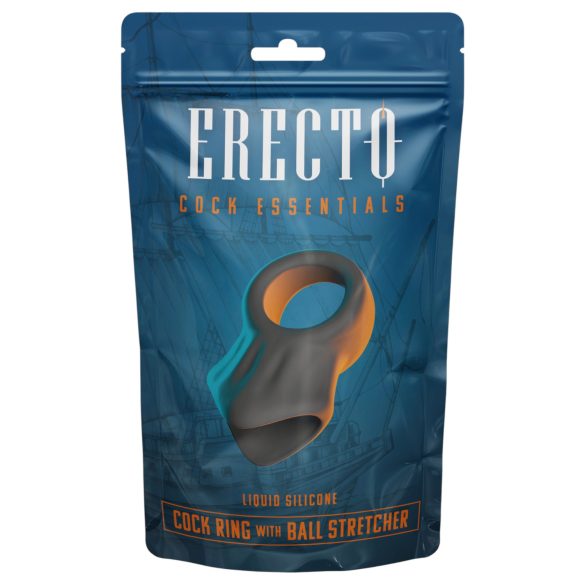 Erecto - penisring met balstretcher - zwart