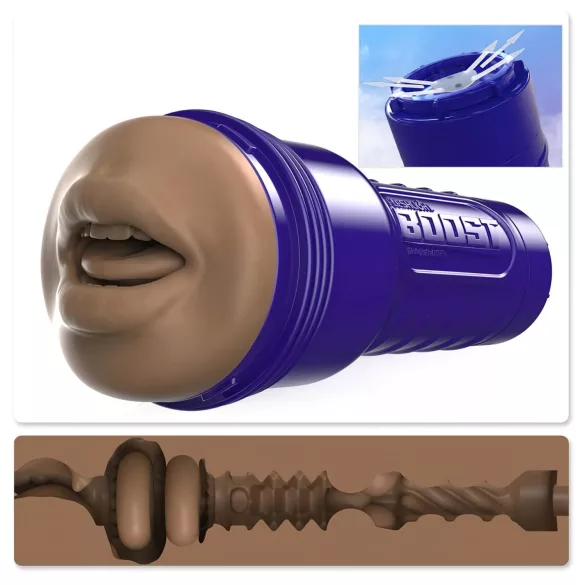 Fleshlight Boost Blow - mond masturbator - realistische mond - bruin