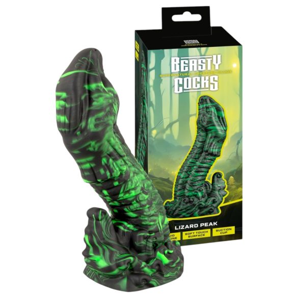 Beasty Cocks Lizard Top - hagedispik dildo (groen-zwart)