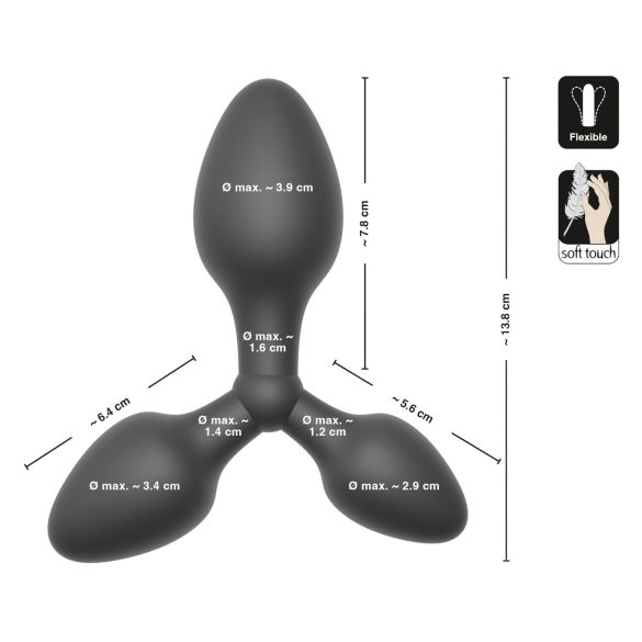 Black Velvets - buttplug set triple - siliconen zwart