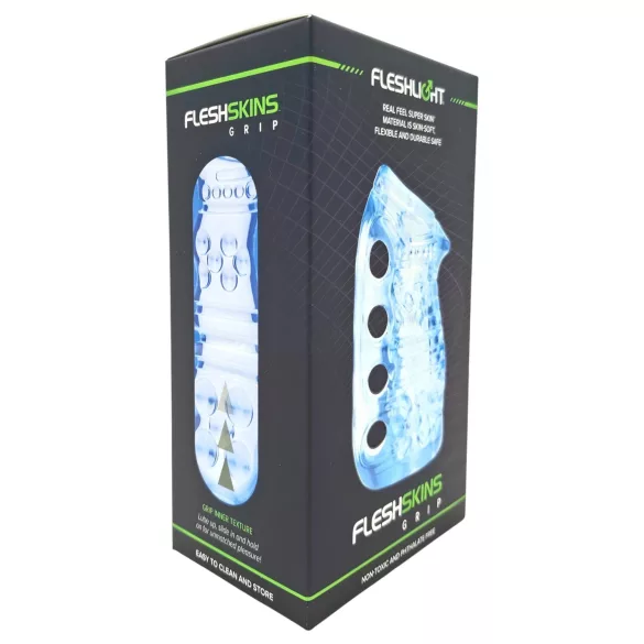 Fleshlight Fleshskins Grip Blue Ice - aan beide uiteinden open masturbator (blauw)
