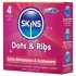 Skins - condoom geribbeld en met noppen - 4 stuks