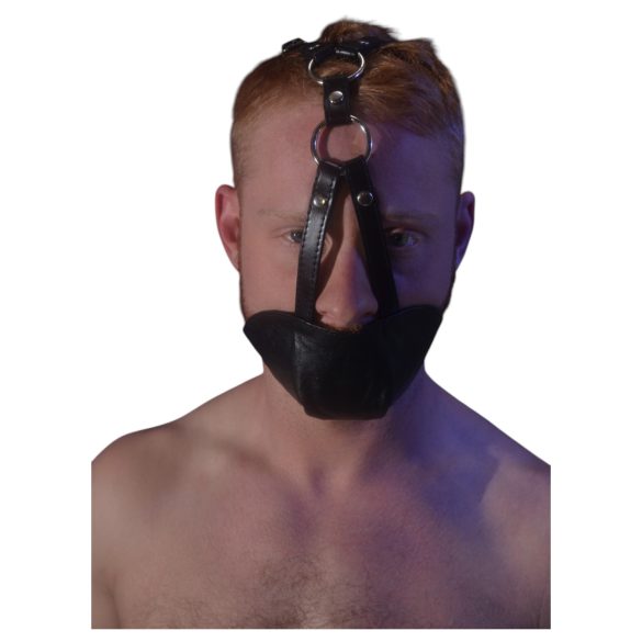 Rouge - echt leren masker en mondknevel (zwart)