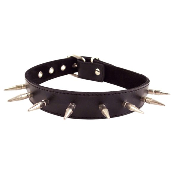 Rouge - halsband met studs - echt leer - zwart