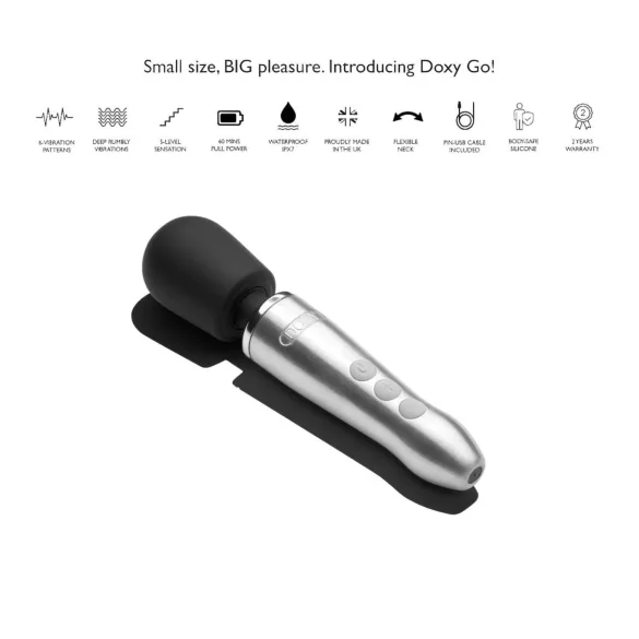 Doxy Go - draadloze wand vibrator - zilver