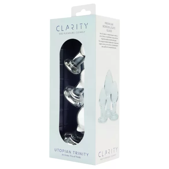 Clarity Utopian Trinity - glazen anaalplug-set (transparant)