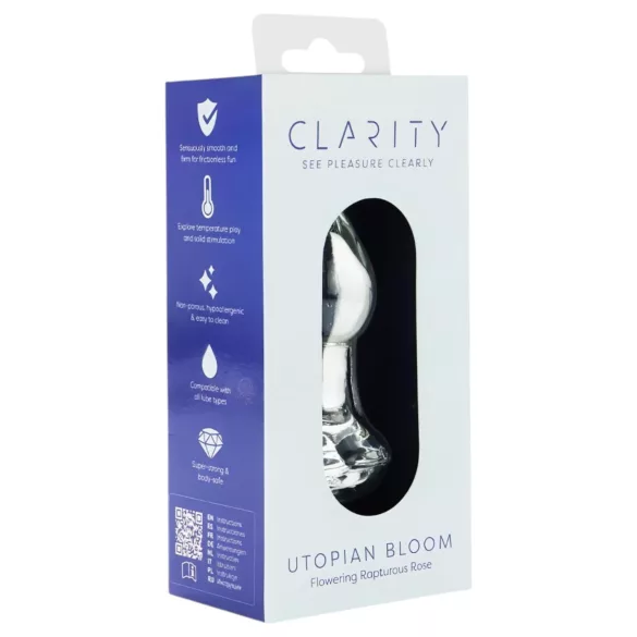 Clarity Utopian Bloom - glazen anale plug (transparant)