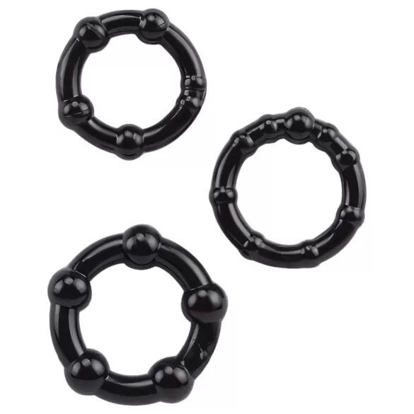 Lonely Stay Hard - penisringen set - siliconen - zwart - 3 stuks