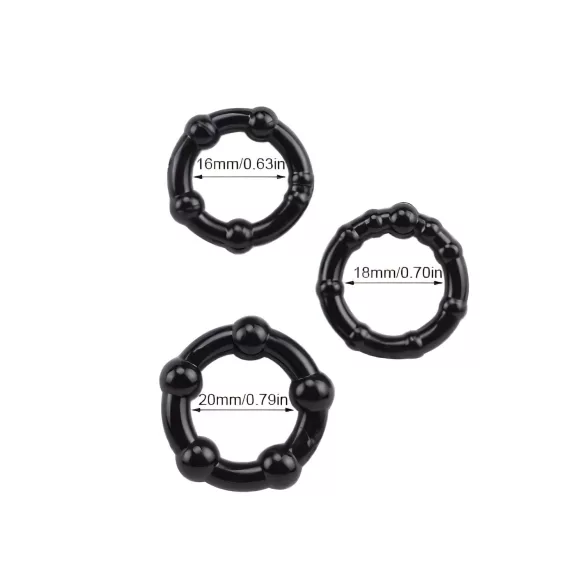 Lonely Stay Hard - penisringen set - siliconen - zwart - 3 stuks