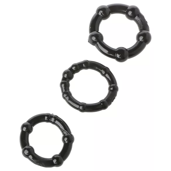 Lonely Stay Hard - penisringen set - siliconen - zwart - 3 stuks