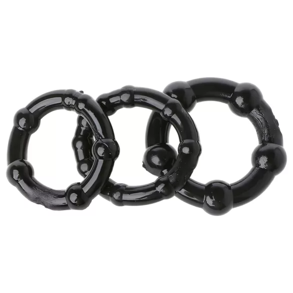 Lonely Stay Hard - penisringen set - siliconen - zwart - 3 stuks