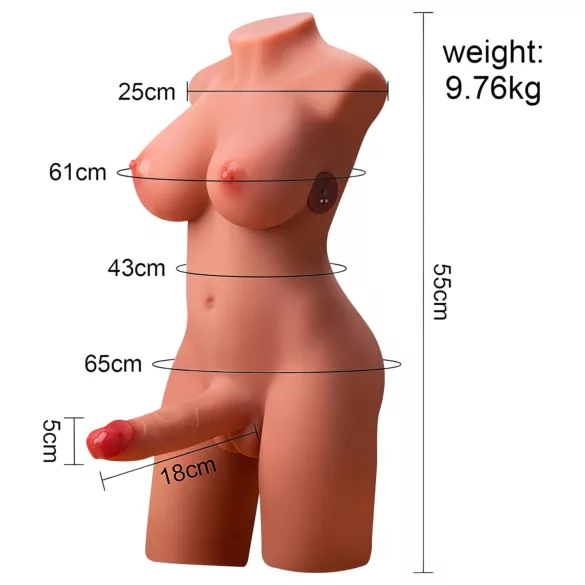 XISE Miah Lady Boy - masturbator torso - vibrerend en stotend - siliconen