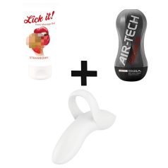 Duo Aanbieding (masturbator, vinger vibrator, glijmiddel)