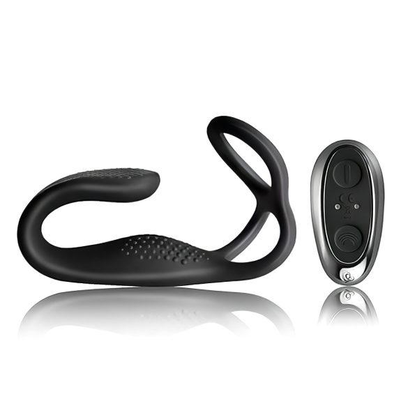 Rocks-Off - oplaadbare, draadloze anale vibrator met penisring (zwart)