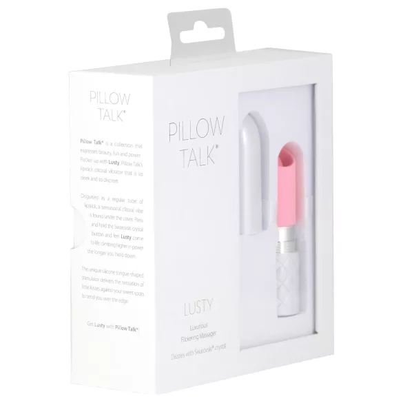 Pillow Talk Lusty - oplaadbare, tongvormige staafvibrator (wit/roze)