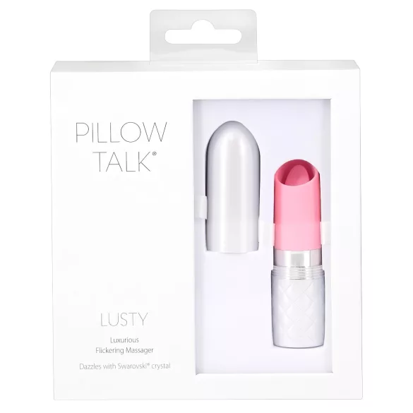 Pillow Talk Lusty - oplaadbare, tongvormige staafvibrator (wit/roze)