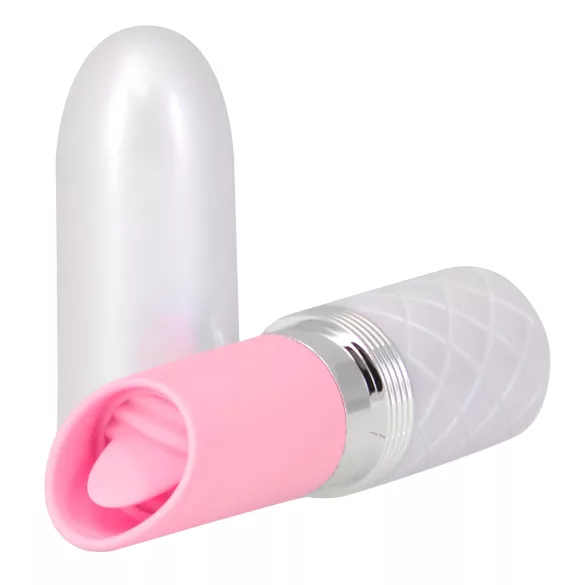 Pillow Talk Lusty - oplaadbare, tongvormige staafvibrator (wit/roze)