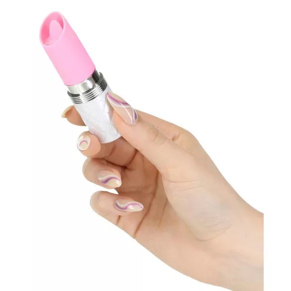 Pillow Talk Lusty - oplaadbare, tongvormige staafvibrator (wit/roze)