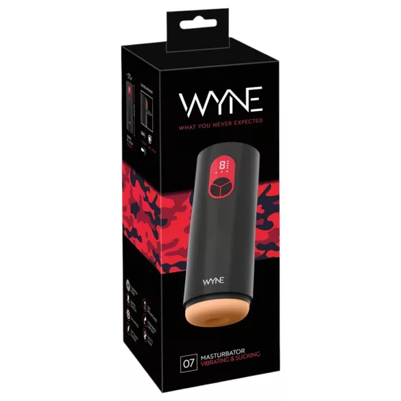 WYNE 07 - masturbator met vibratie en zuigfunctie - oplaadbaar - zwart