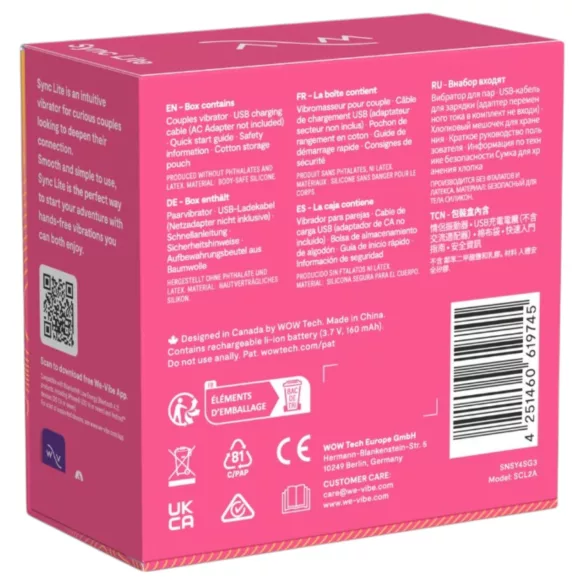 We-Vibe Sync Lite - App- en afstandsbedienings-koppelsvibrator (roze)