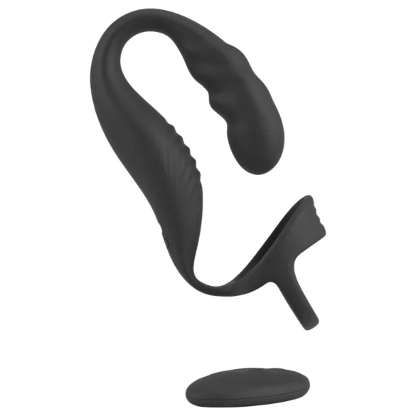 Rebel - prostaat vibrator met penis- en balring - siliconen - zwart