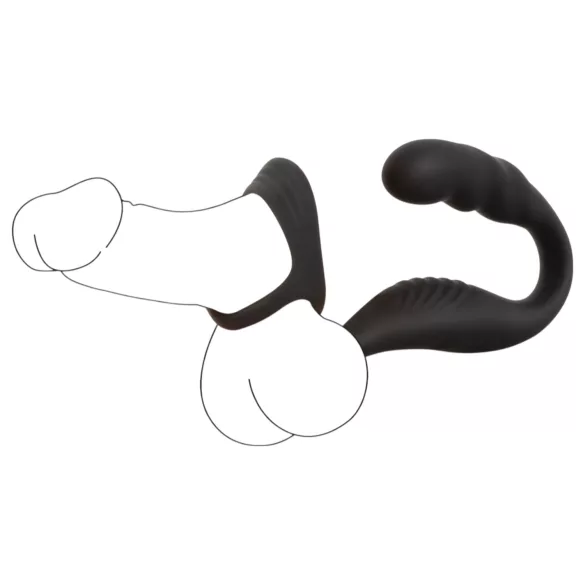 Rebel - prostaat vibrator met penis- en balring - siliconen - zwart