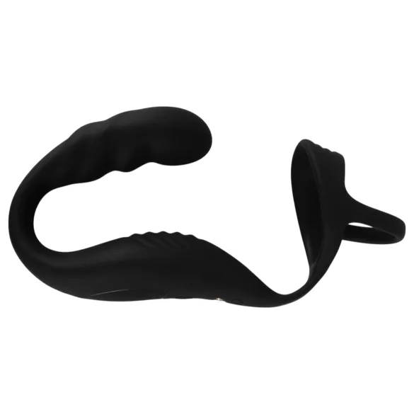 Rebel - prostaat vibrator met penis- en balring - siliconen - zwart