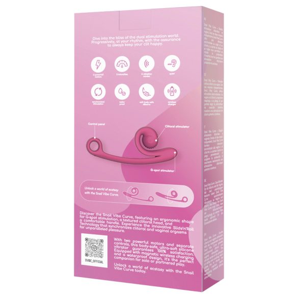 Snail Vibe Curve - duo vibrator voor clitoris en vagina - silicone - roze