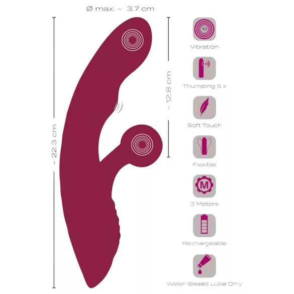 Javida - rabbit vibrator met clitorisstimulator - oplaadbaar - rood