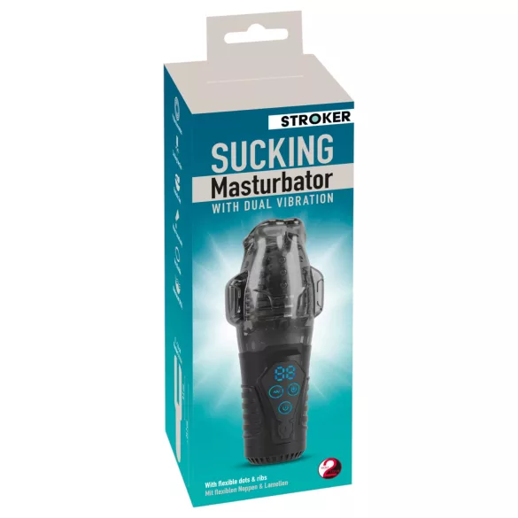 Stroker - automatische zuigende en vibrerende masturbator - grijs