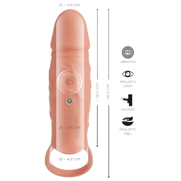 Realistixxx - penis sleeve met cockring en vibratie - naturaalkleurig