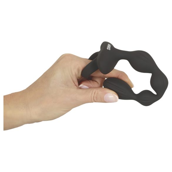 Anos - 2-motorige anale vibrator met bewegende balletjes (zwart)