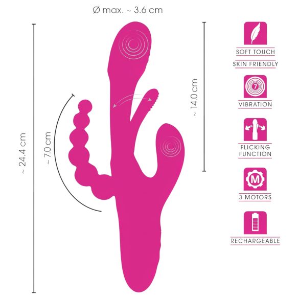 SMILE - drievoudige arm, tong vibrator (roze)